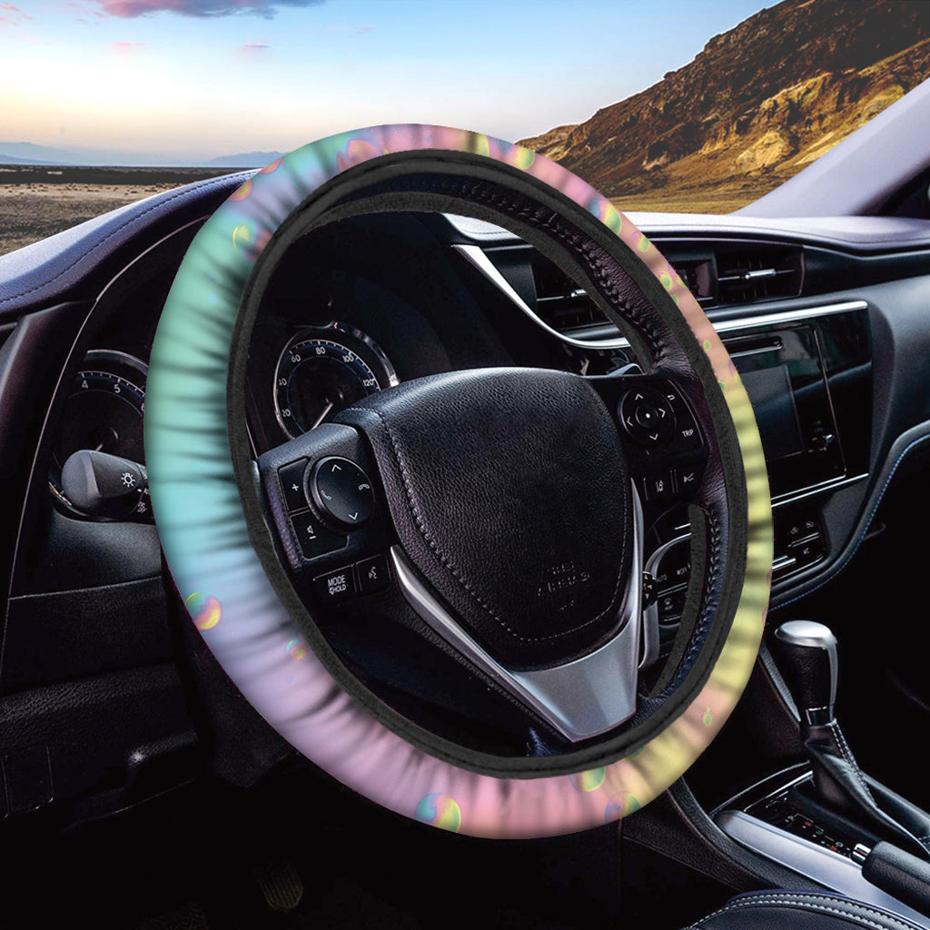 Pastel Acid Melt Print Car Steering Wheel Cover
