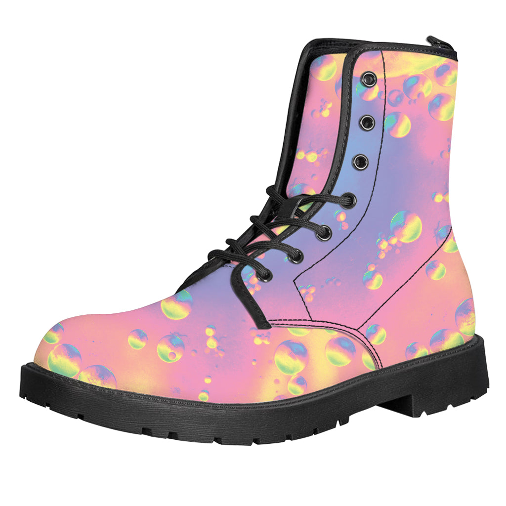 Pastel Acid Melt Print Leather Boots