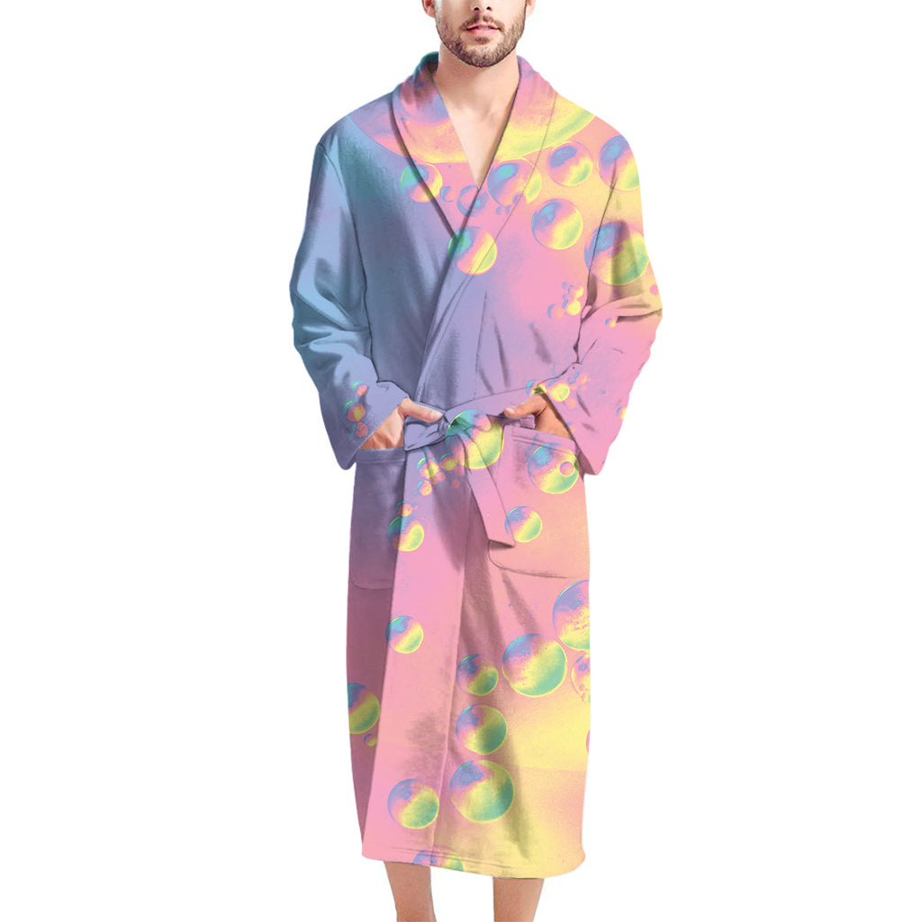 Pastel Acid Melt Print Men's Bathrobe