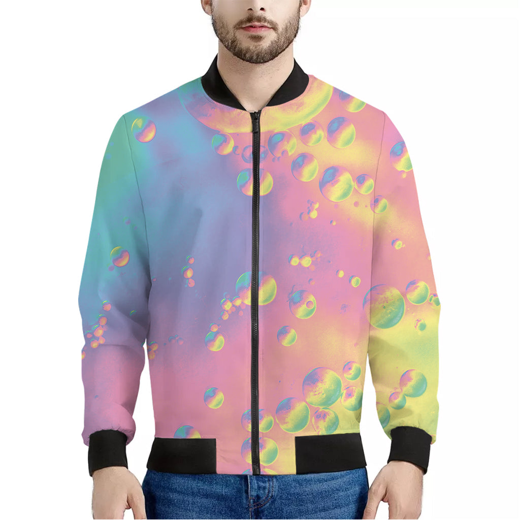 Pastel Acid Melt Print Men's Bomber Jacket