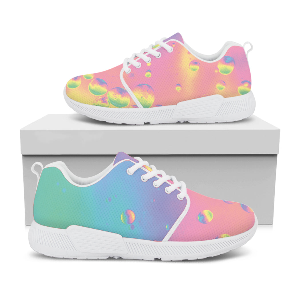 Pastel Acid Melt Print White Athletic Shoes