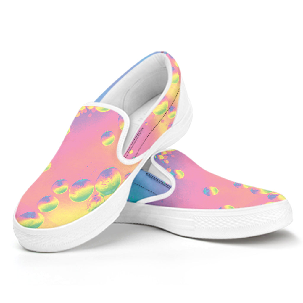 Pastel Acid Melt Print White Slip On Shoes