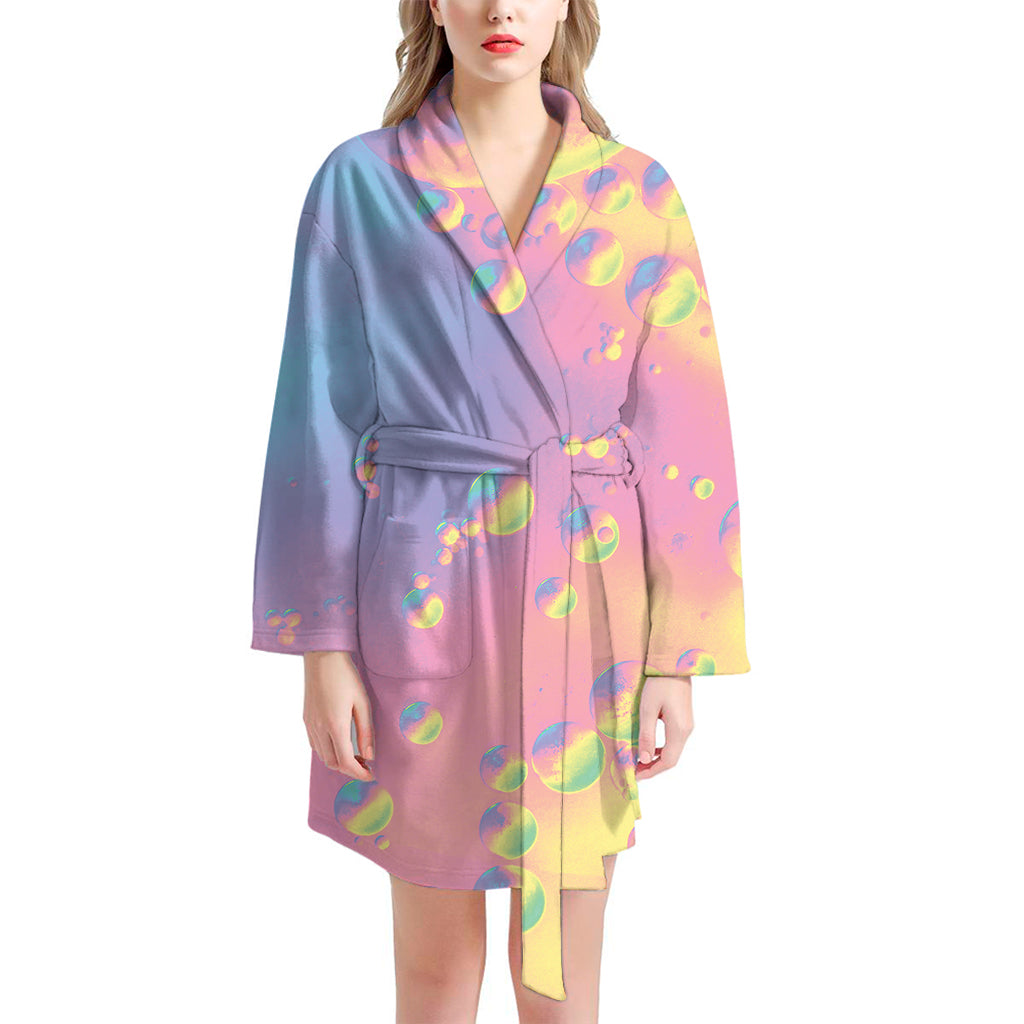 Pastel Acid Melt Print Women's Bathrobe