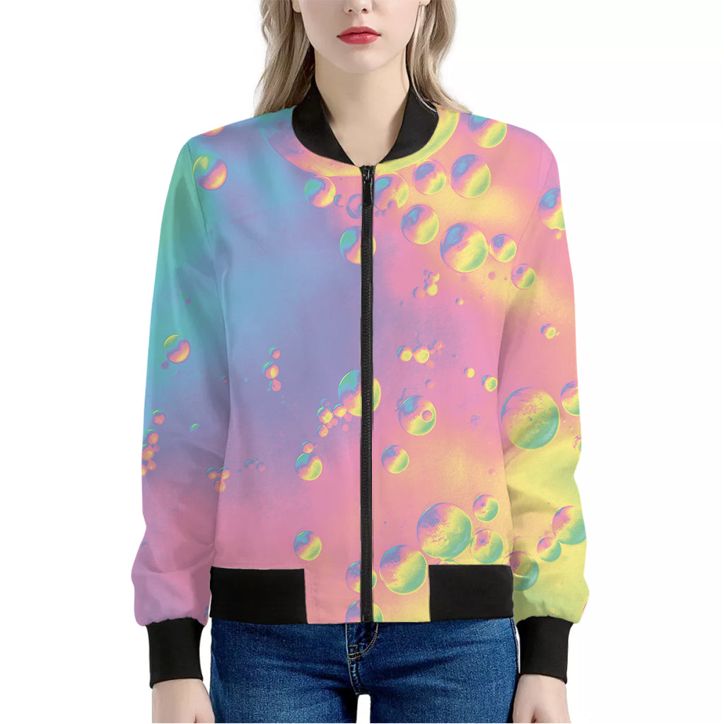 Pastel Acid Melt Print Women's Bomber Jacket