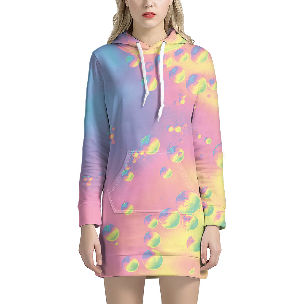 Pastel Acid Melt Print Women's Pullover Hoodie Dress