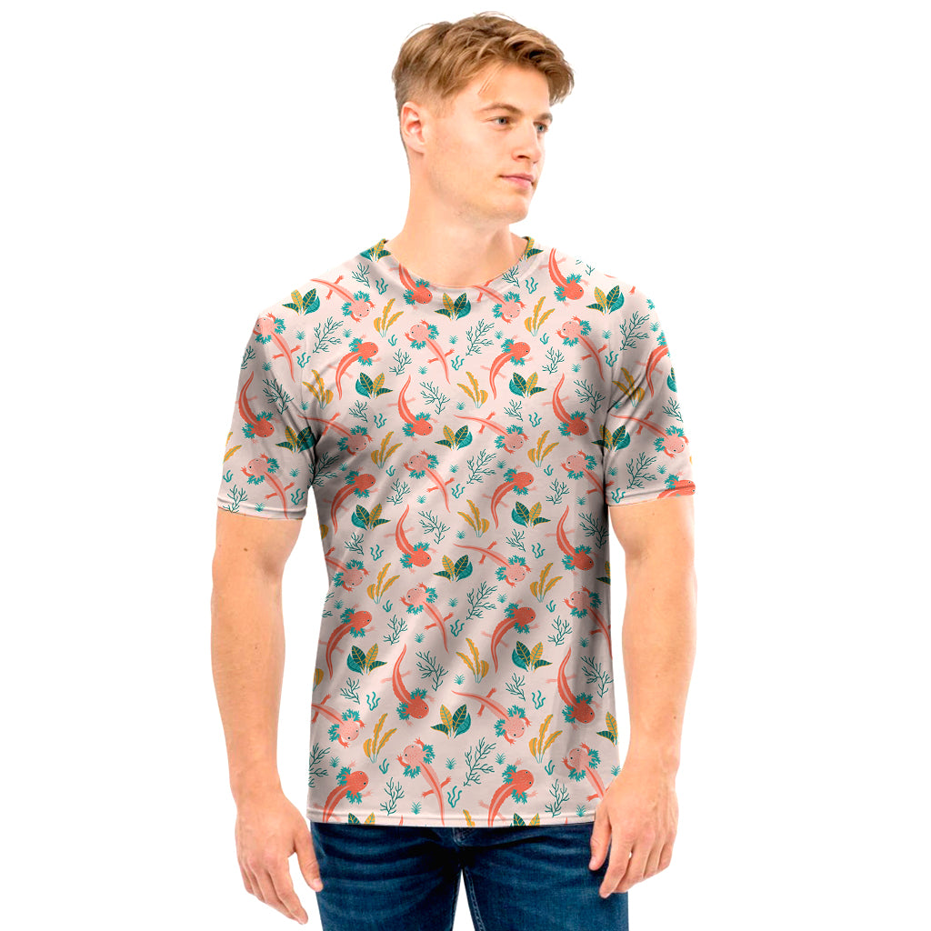 Pastel Axolotl Pattern Print Men's T-Shirt