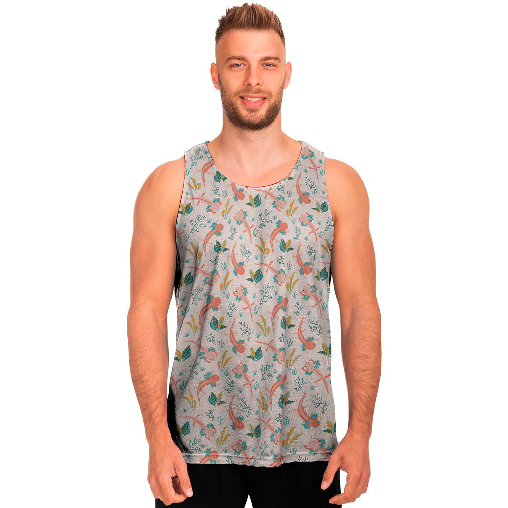 Pastel Axolotl Pattern Print Men's Tank Top