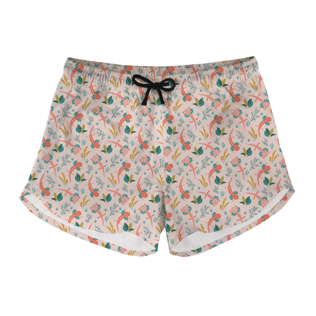 Pastel Axolotl Pattern Print Women's Shorts