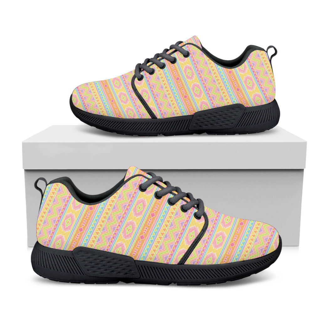 Pastel Aztec Tribal Pattern Print Black Athletic Shoes