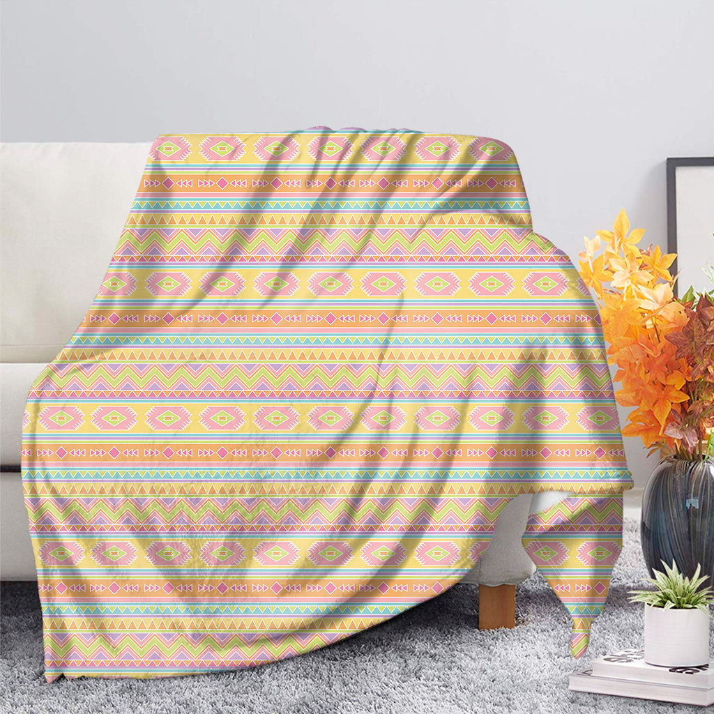 Pastel Aztec Tribal Pattern Print Blanket