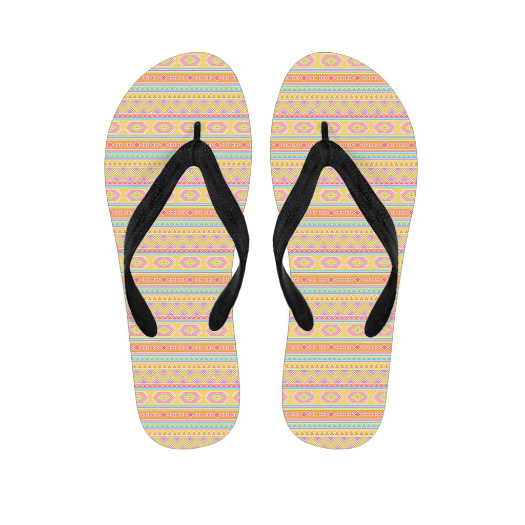 Pastel Aztec Tribal Pattern Print Flip Flops