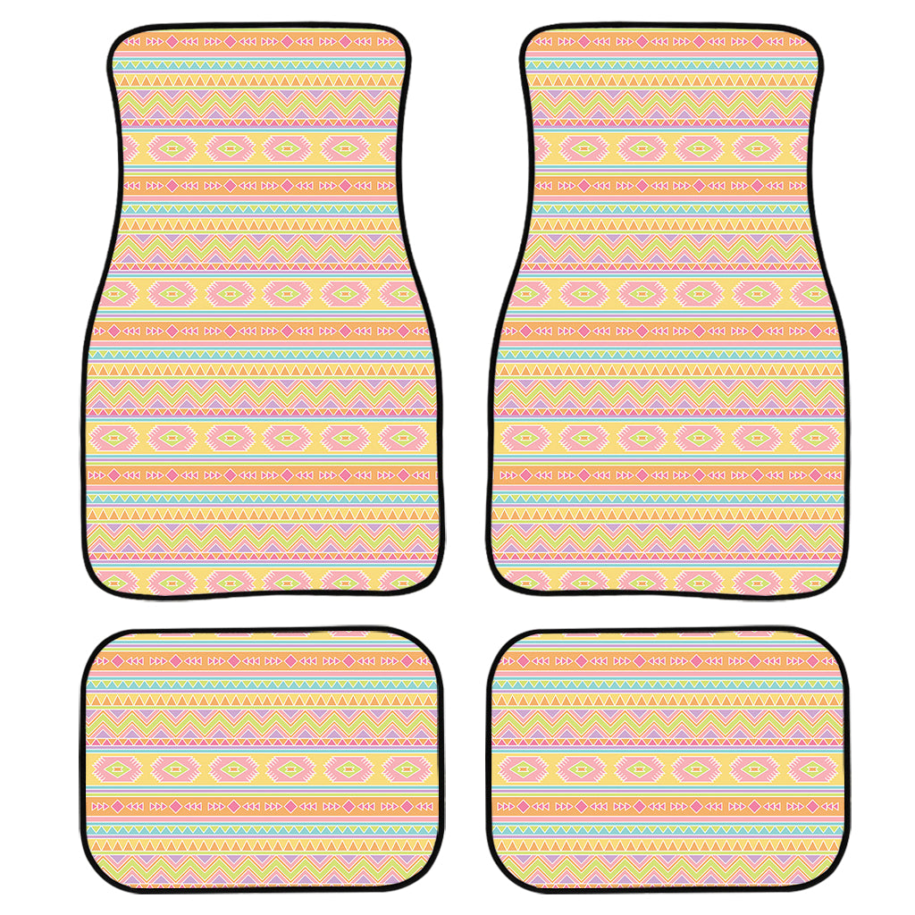 Pastel Aztec Tribal Pattern Print Front and Back Car Floor Mats