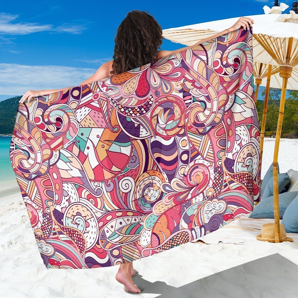 Pastel Bohemian Floral Pattern Print Beach Sarong Wrap