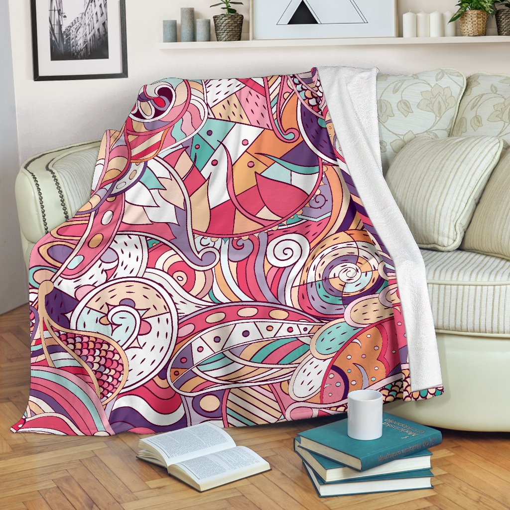 Pastel Bohemian Floral Pattern Print Blanket