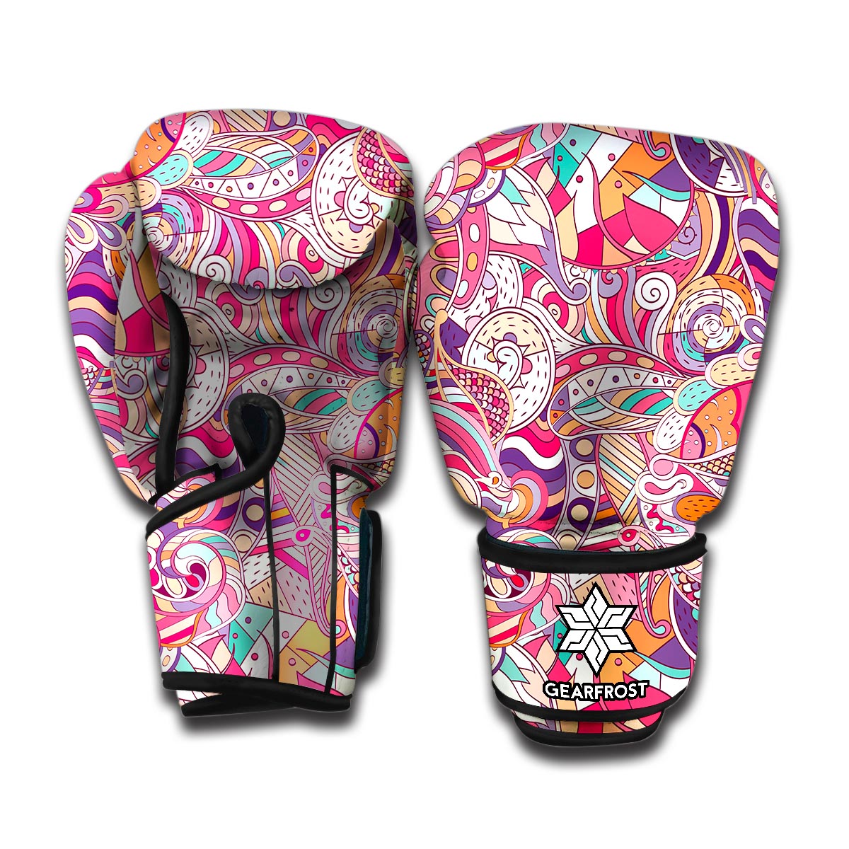 Pastel Bohemian Floral Pattern Print Boxing Gloves