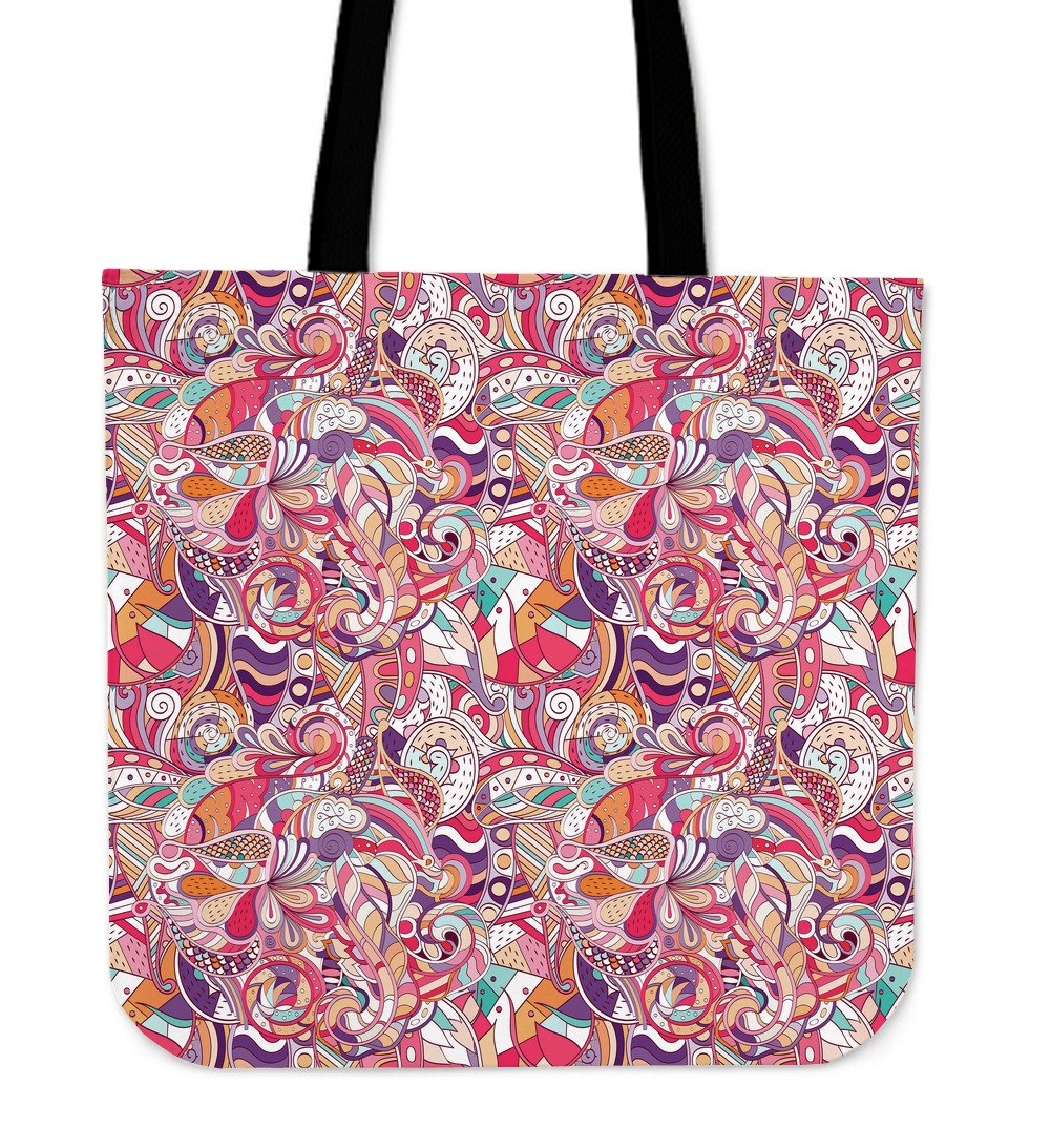 Pastel Bohemian Floral Pattern Print Canvas Tote Bag