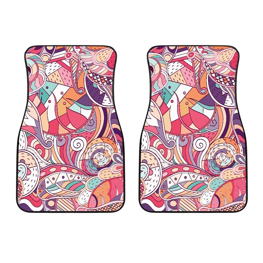 Pastel Bohemian Floral Pattern Print Front Car Floor Mats