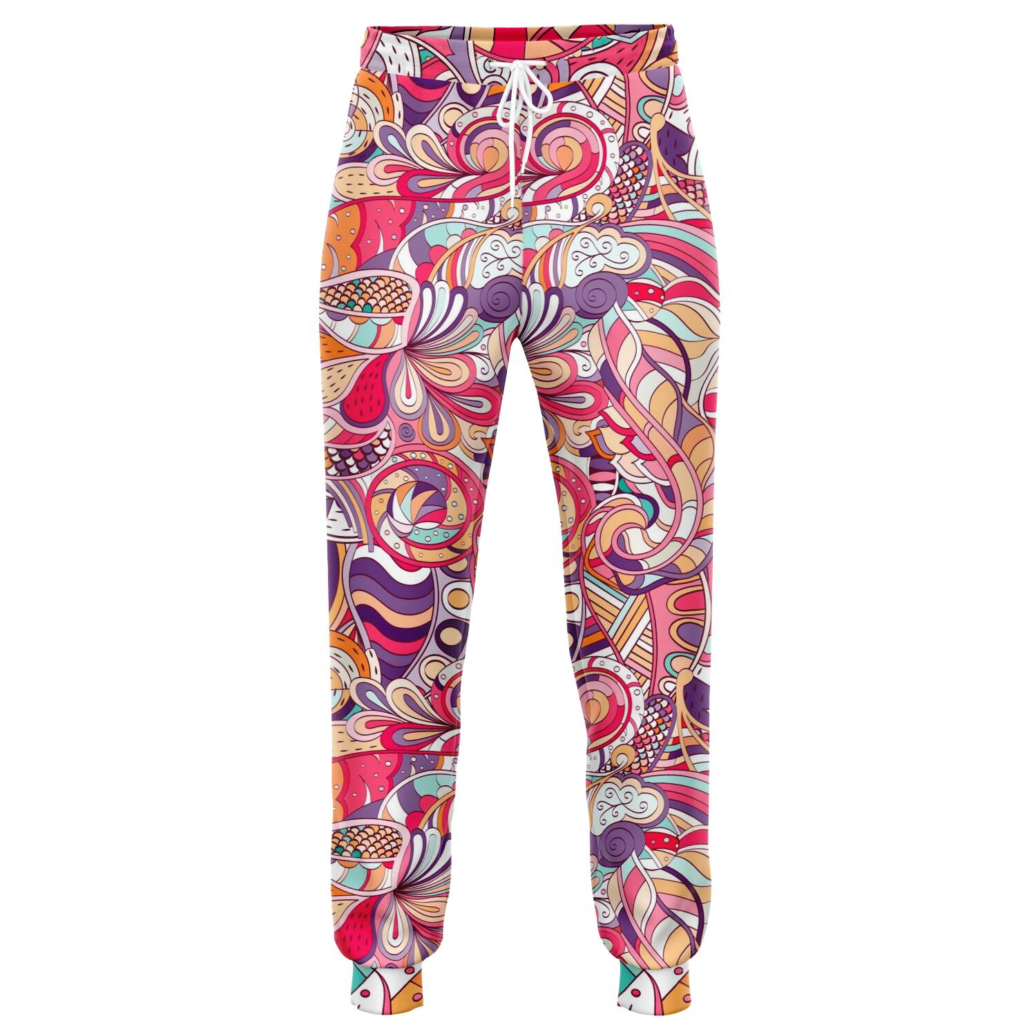 Pastel Bohemian Floral Pattern Print Jogger Pants