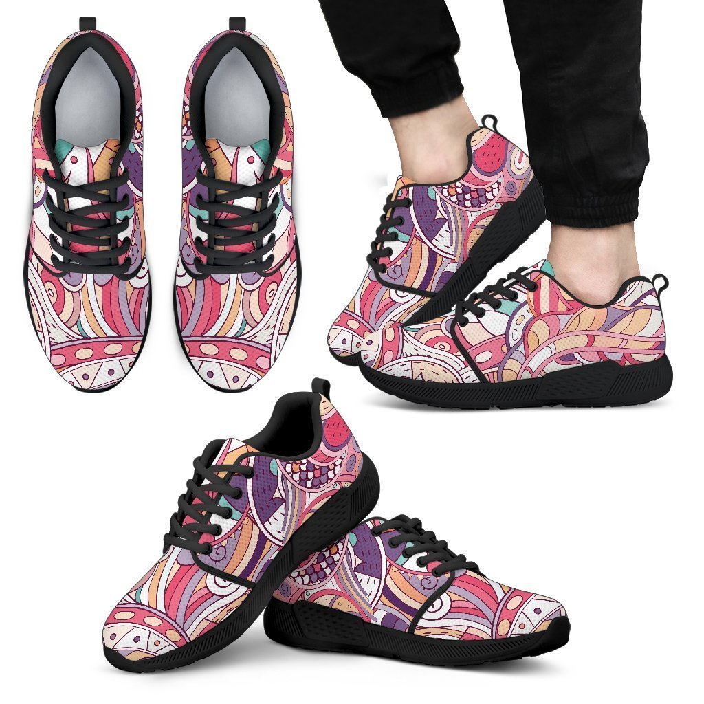 Pastel Bohemian Floral Pattern Print Men's Athletic Shoes