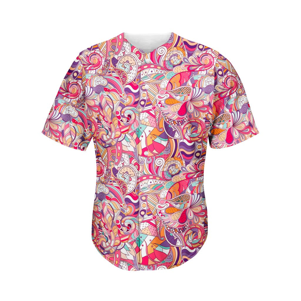 Pastel Bohemian Floral Pattern Print Men's Baseball Jersey