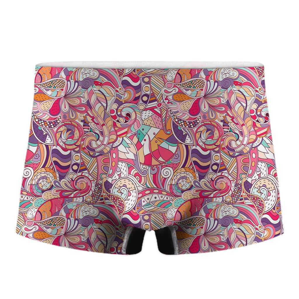 Pastel Bohemian Floral Pattern Print Men's Boxer Briefs