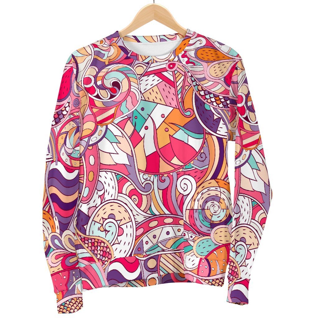 Pastel Bohemian Floral Pattern Print Men's Crewneck Sweatshirt