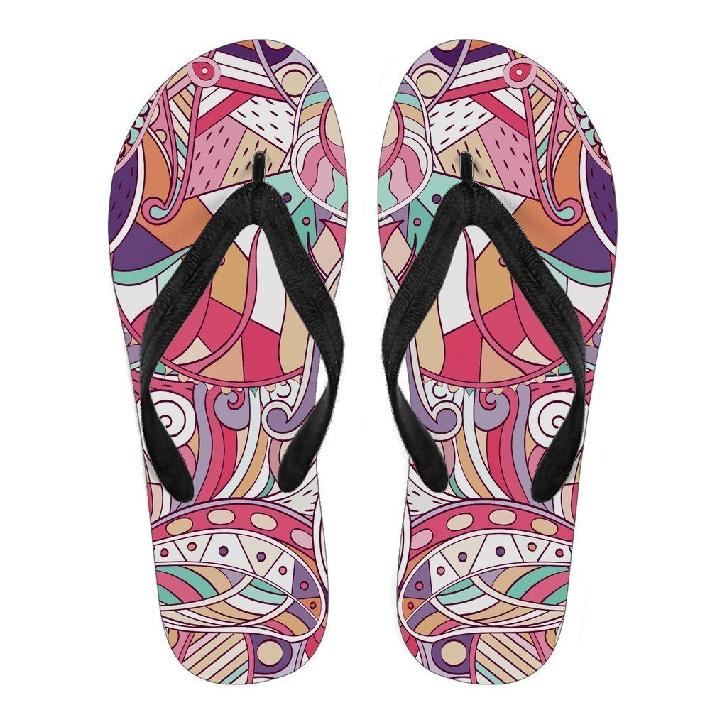 Pastel Bohemian Floral Pattern Print Men's Flip Flops