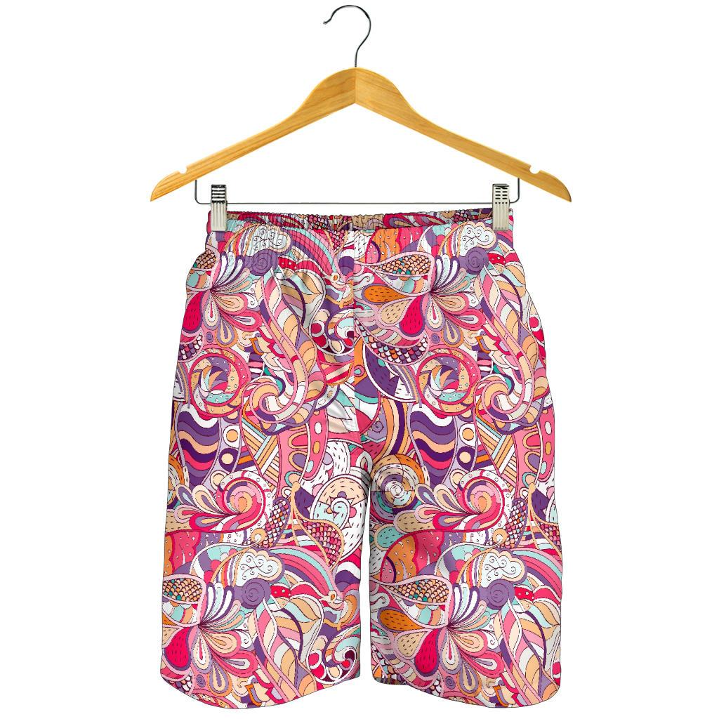 Pastel Bohemian Floral Pattern Print Men's Shorts