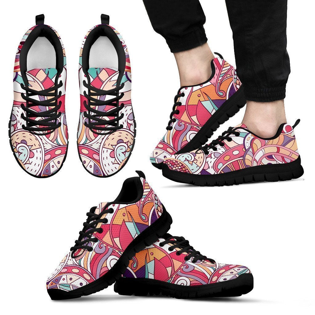 Pastel Bohemian Floral Pattern Print Men's Sneakers