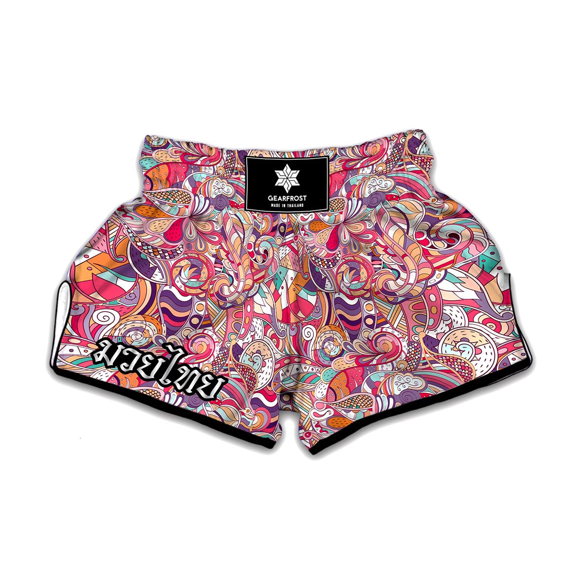 Pastel Bohemian Floral Pattern Print Muay Thai Boxing Shorts