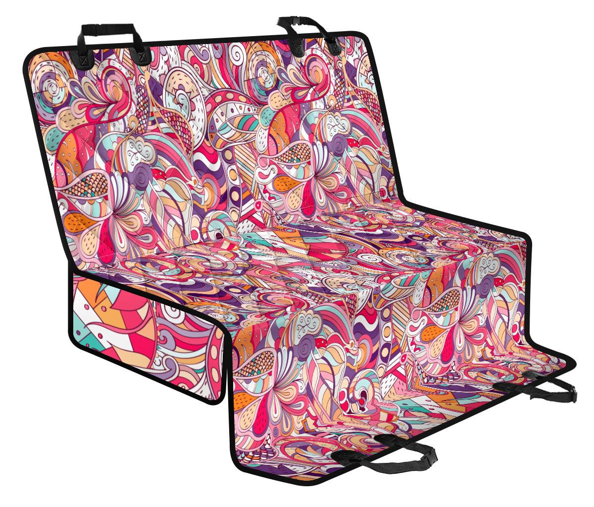 Pastel Bohemian Floral Pattern Print Pet Car Back Seat Cover