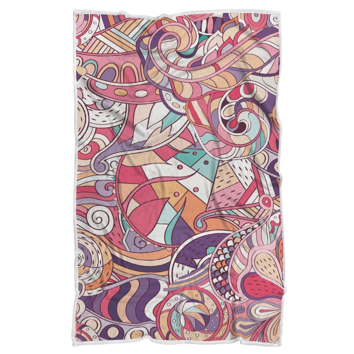 Pastel Bohemian Floral Pattern Print Sherpa Blanket