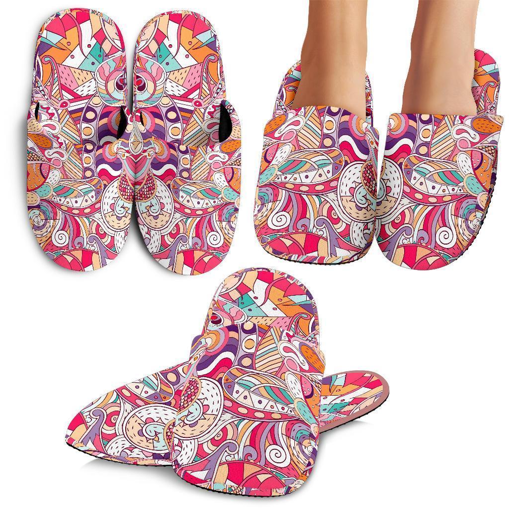 Pastel Bohemian Floral Pattern Print Slippers