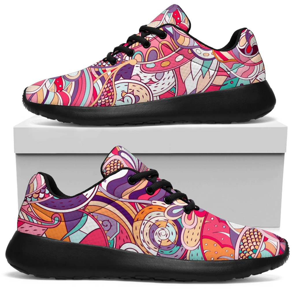 Pastel Bohemian Floral Pattern Print Sport Sneakers