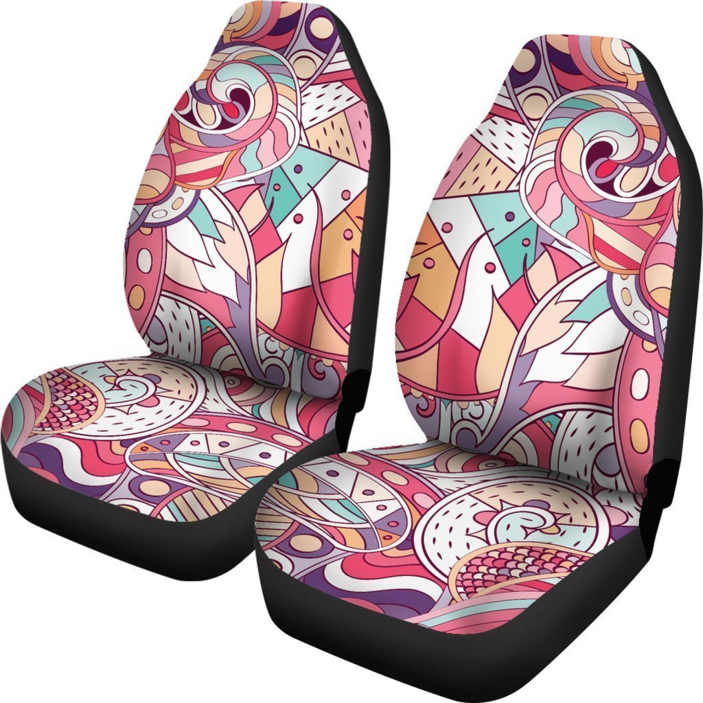 Pastel Bohemian Floral Pattern Print Universal Fit Car Seat Covers