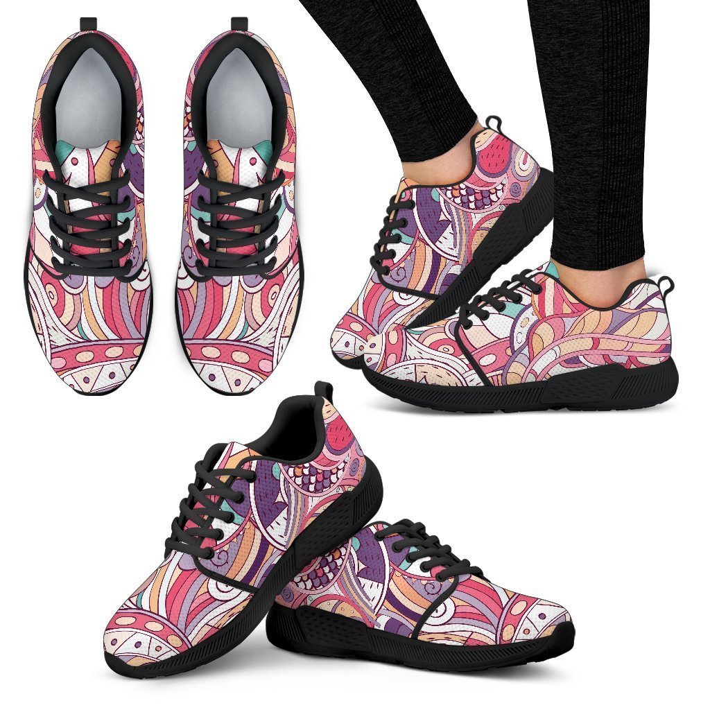 Pastel Bohemian Floral Pattern Print Women's Athletic Shoes