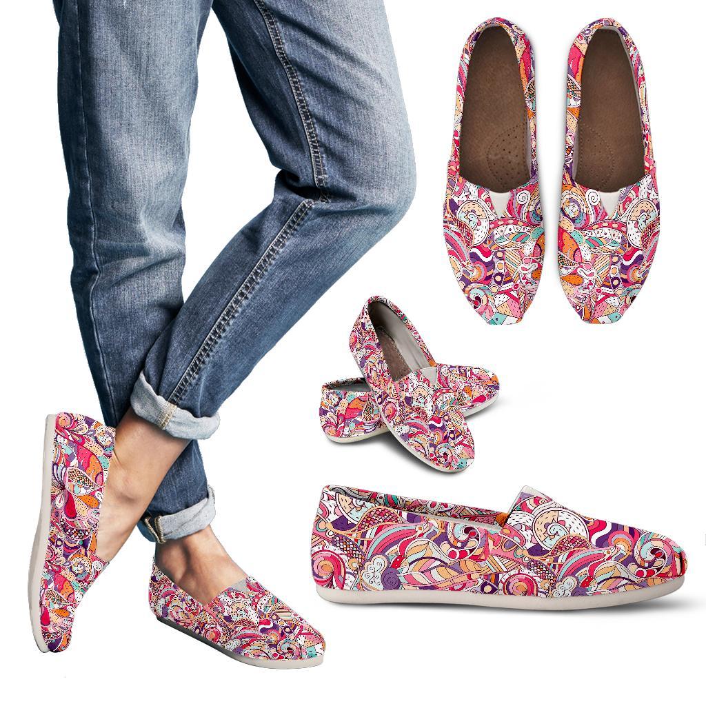 Pastel Bohemian Floral Pattern Print Women's Casual Canvas Shoes