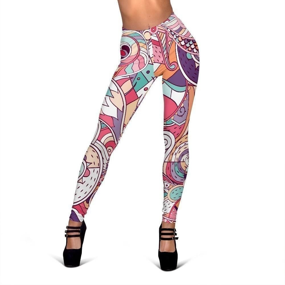 Pastel Bohemian Floral Pattern Print Women's Leggings