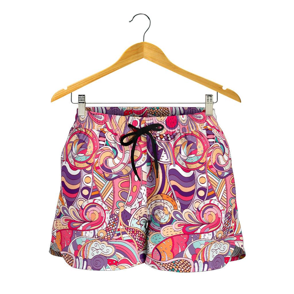 Pastel Bohemian Floral Pattern Print Women's Shorts