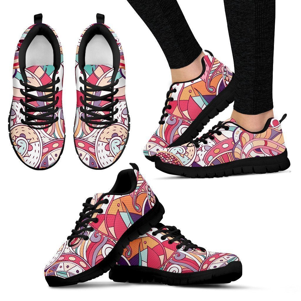 Pastel Bohemian Floral Pattern Print Women's Sneakers