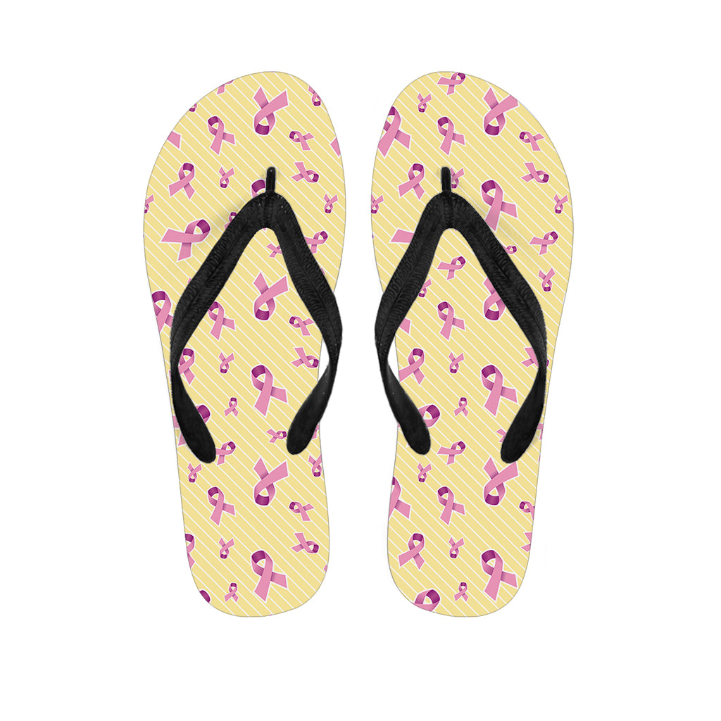 Pastel Breast Cancer Awareness Print Flip Flops