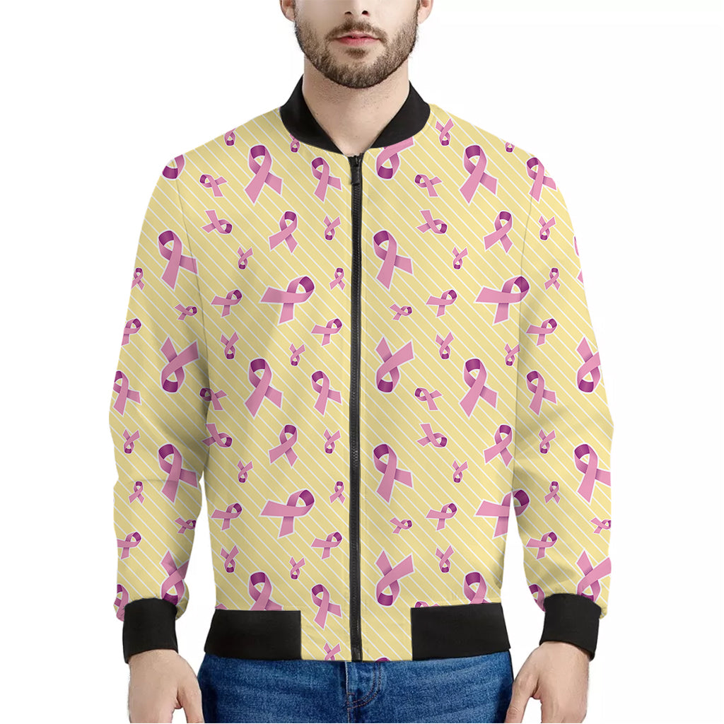 Pastel Breast Cancer Awareness Print Men's Bomber Jacket