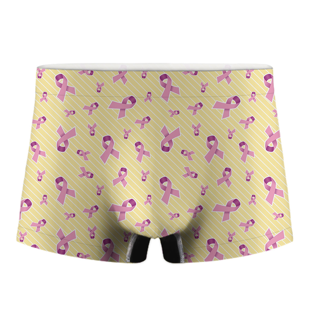 Pastel Breast Cancer Awareness Print Men's Boxer Briefs