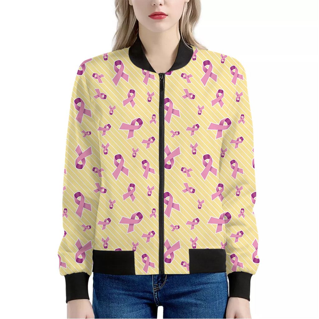 Pastel Breast Cancer Awareness Print Women's Bomber Jacket