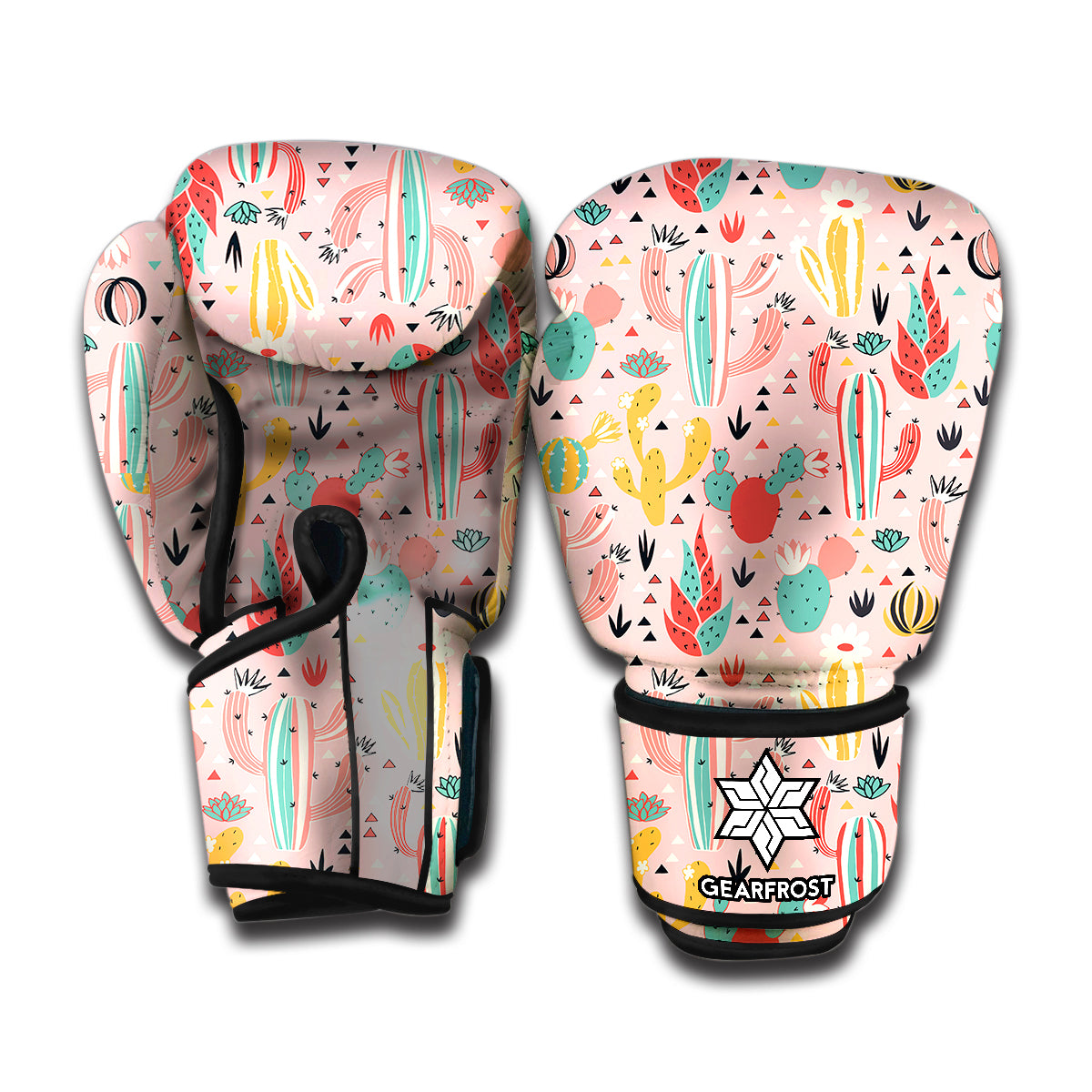 Pastel Cactus And Succulent Print Boxing Gloves