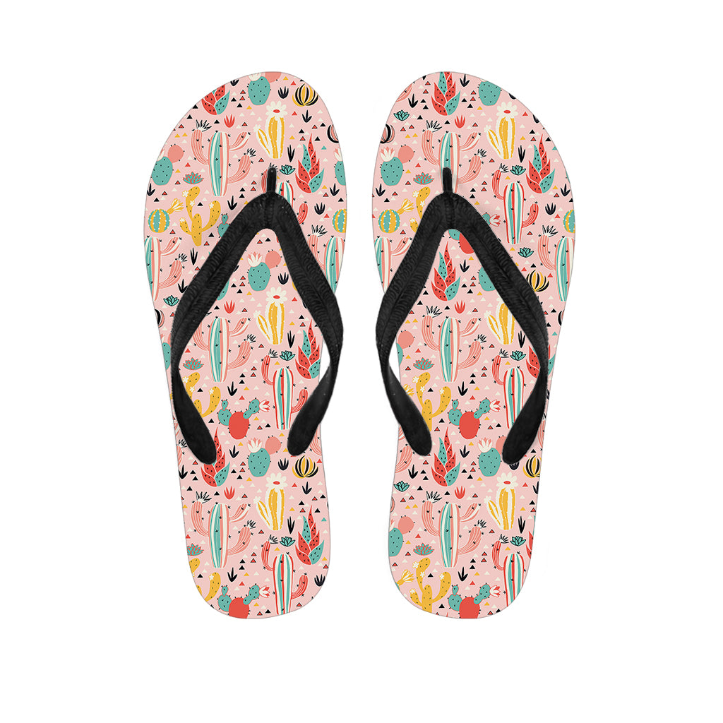 Pastel Cactus And Succulent Print Flip Flops