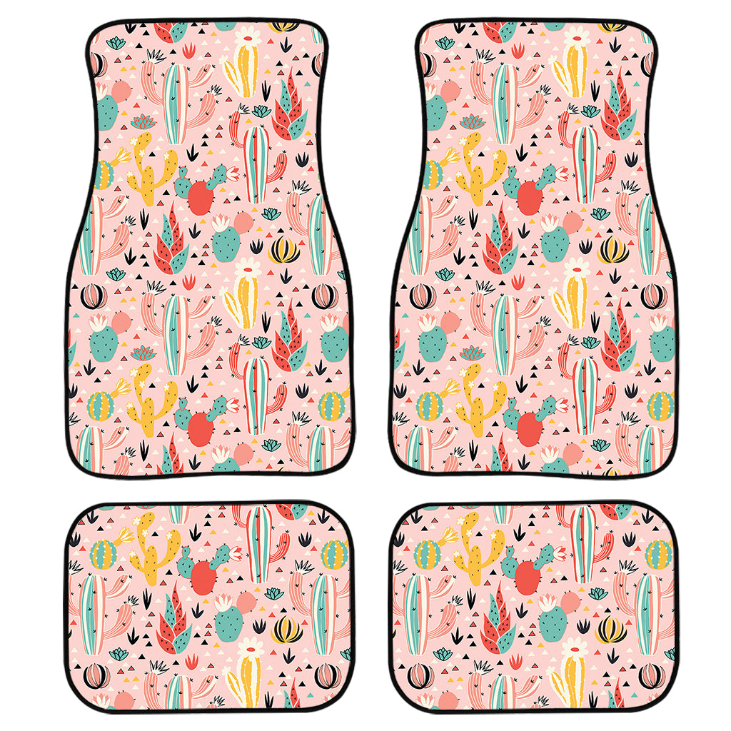 Pastel Cactus And Succulent Print Front and Back Car Floor Mats