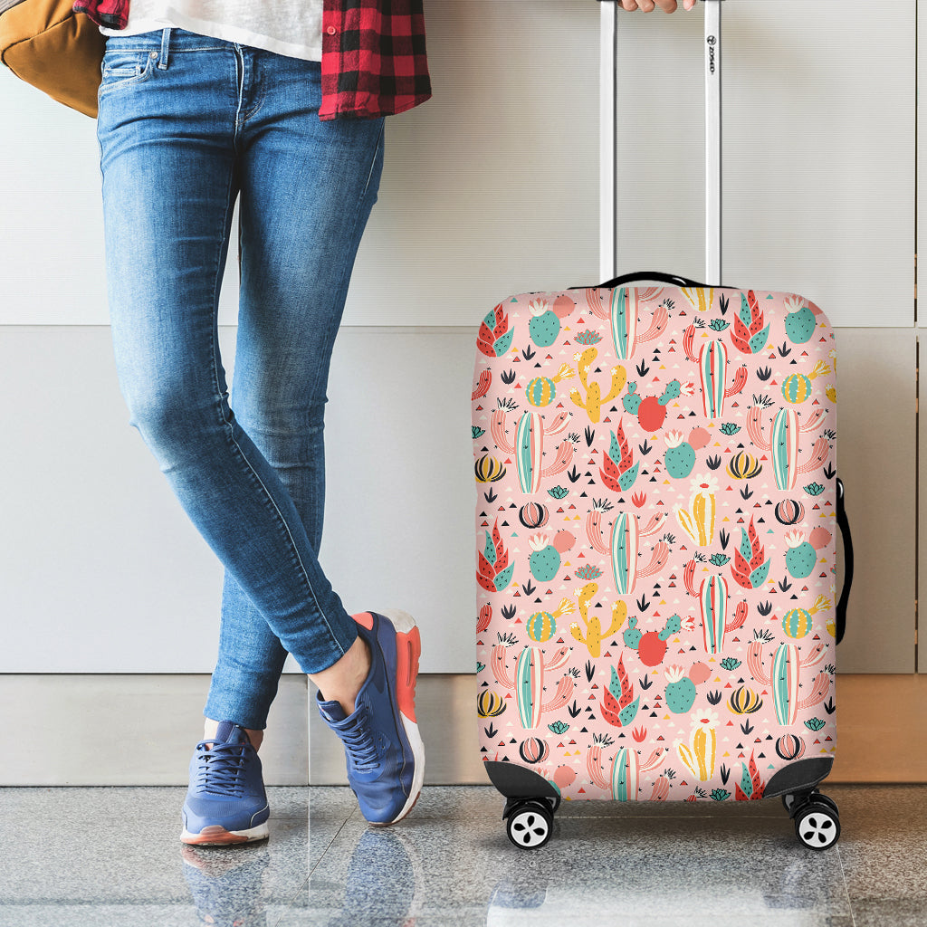 Pastel Cactus And Succulent Print Luggage Cover