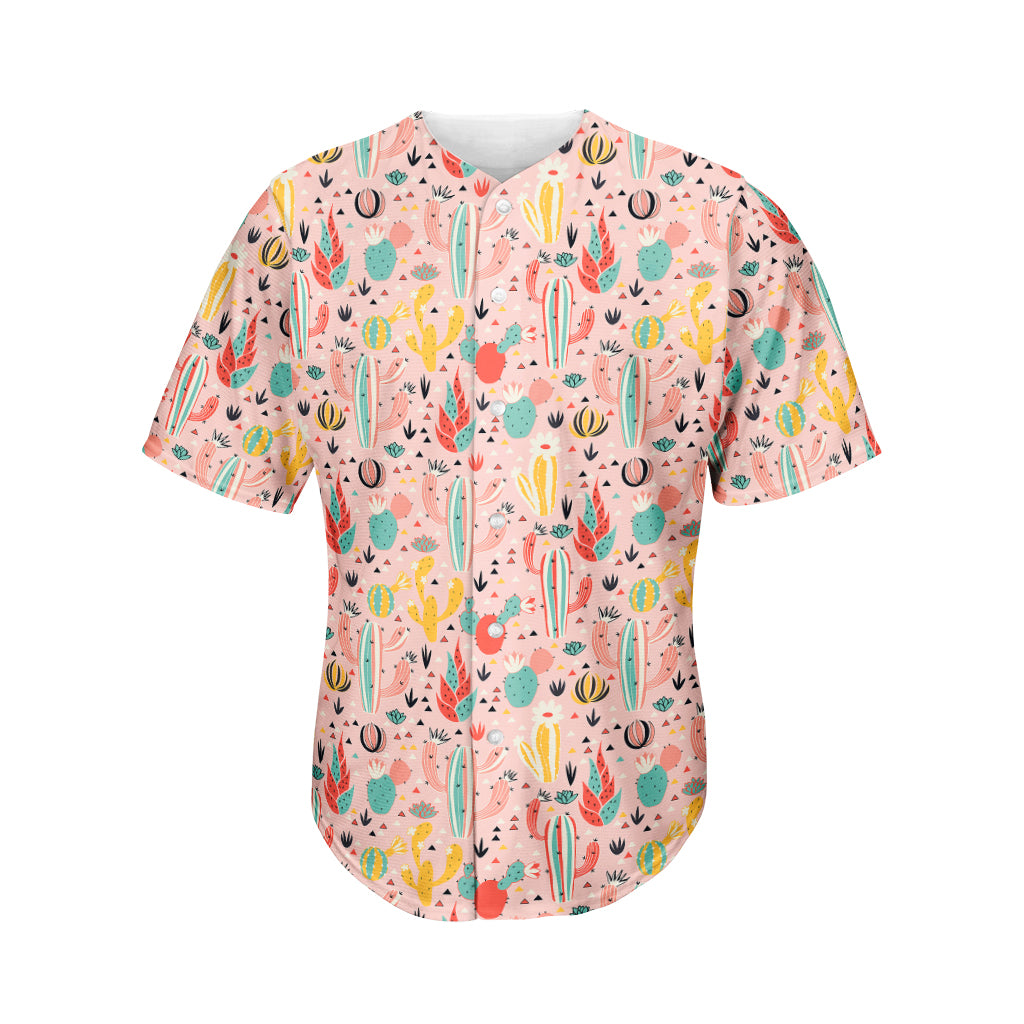 Pastel Cactus And Succulent Print Men's Baseball Jersey