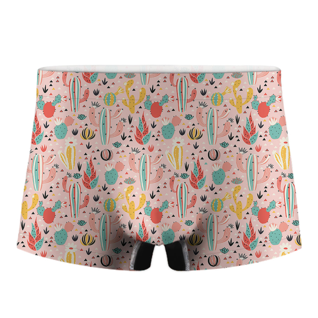 Pastel Cactus And Succulent Print Men's Boxer Briefs